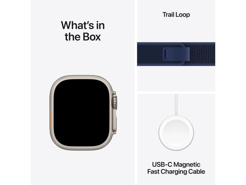 Apple Watch Ultra 2 Natural Titanium Trail Loop bleu M/L