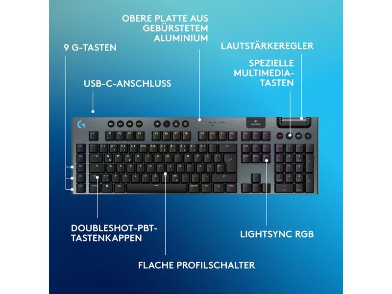 Logitech Gaming-Tastatur G915 X Lightspeed GL Tactile