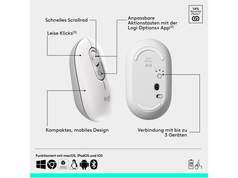 Logitech Tastatur-Maus-Set POP Icon Combo Off-white