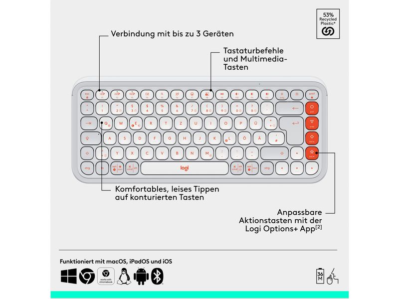 Set clavier-souris Logitech POP Icon Combo blanc cassé