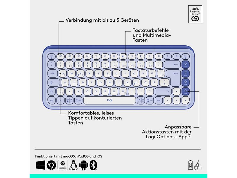 Logitech Ensemble clavier-souris POP Icon Combo Lilac