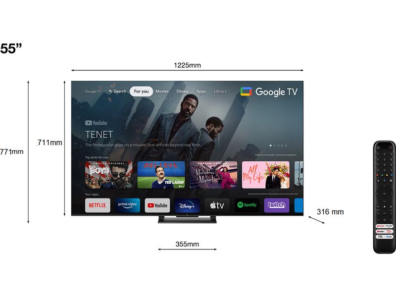 TCL TV 55C745 55", 3840 x 2160 (Ultra HD 4K), QLED