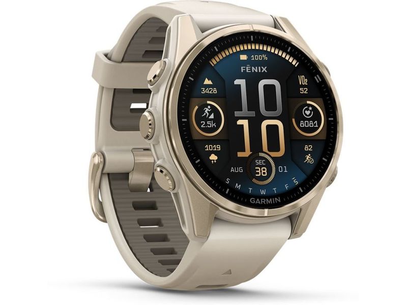 GARMIN Sportuhr Fenix 8 AMOLED Sapphire, 43 mm Beige