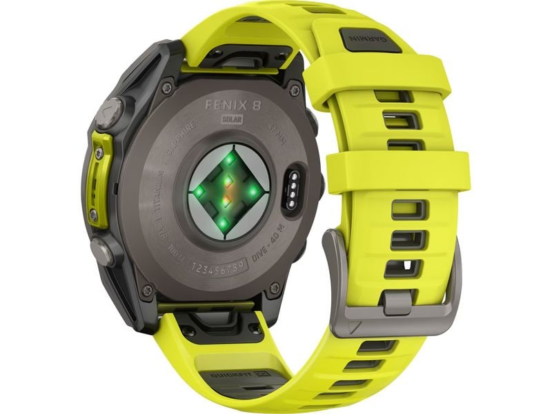 GARMIN Montre de sport Fenix 8 Solar Sapphire, 47 mm Jaune