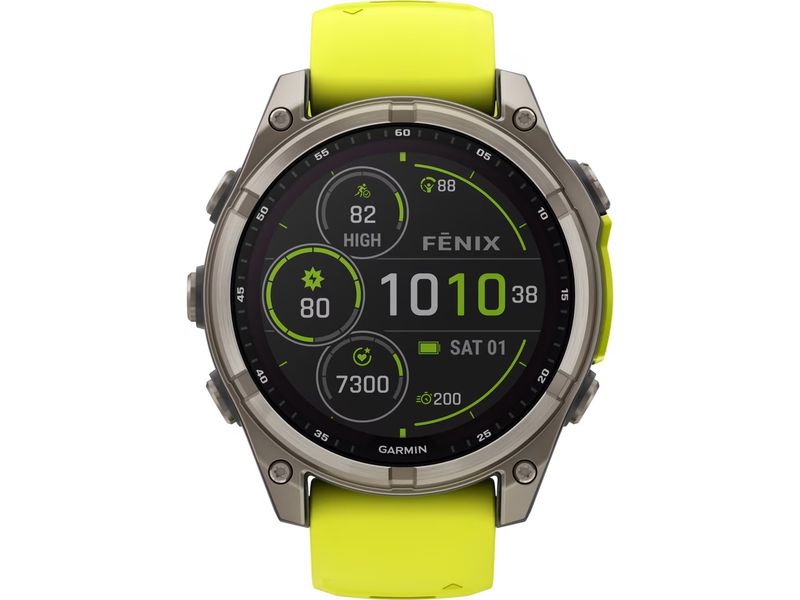 GARMIN Sportuhr Fenix 8 Solar Sapphire, 47 mm Gelb