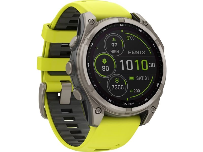 GARMIN Montre de sport Fenix 8 Solar Sapphire, 47 mm Jaune