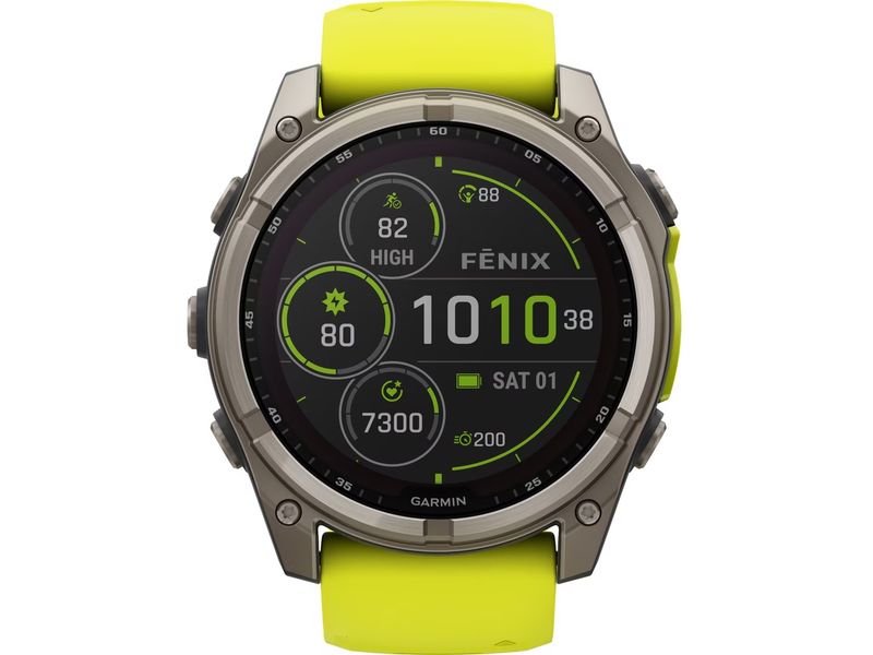 GARMIN Montre de sport Fenix 8 Solar Sapphire, 51 mm Jaune