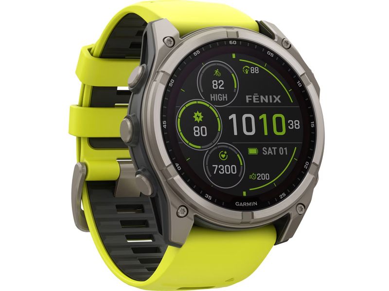 GARMIN Montre de sport Fenix 8 Solar Sapphire, 51 mm Jaune