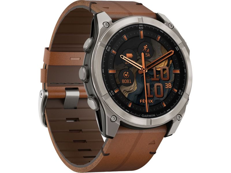 GARMIN Montre de sport Fenix 8 AMOLED Saphir, 51 mm Brun