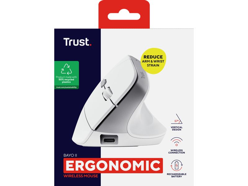 Trust Ergonomische Maus Bayo II Weiss