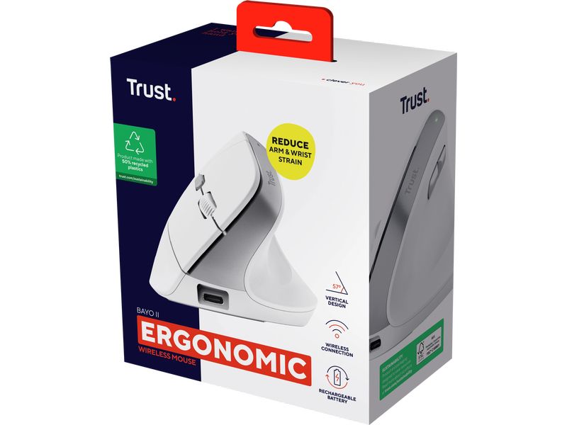 Trust Ergonomische Maus Bayo II Weiss