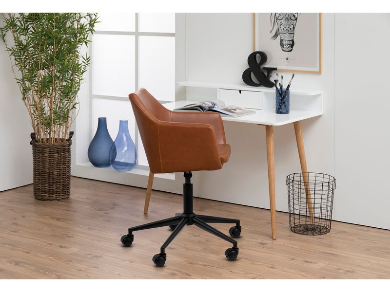 AC Design Bürostuhl Nora, mit Polsterrücken und Armlehnen, Cognac