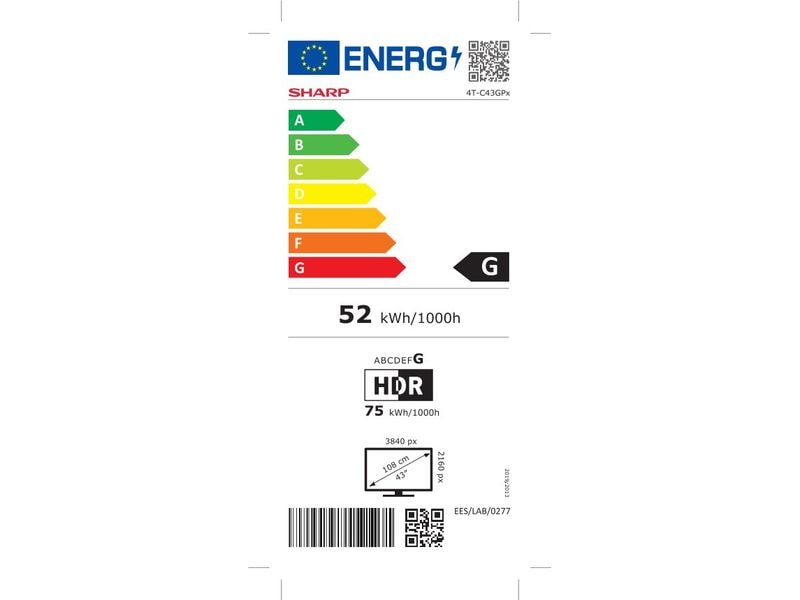 Sharp TV 43GP6265E (43", 3840 x 2160 (Ultra HD 4K), QLED