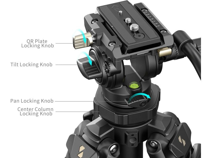 Smallrig Kit trépied vidéo léger en fibre de carbone AD-50 Pro