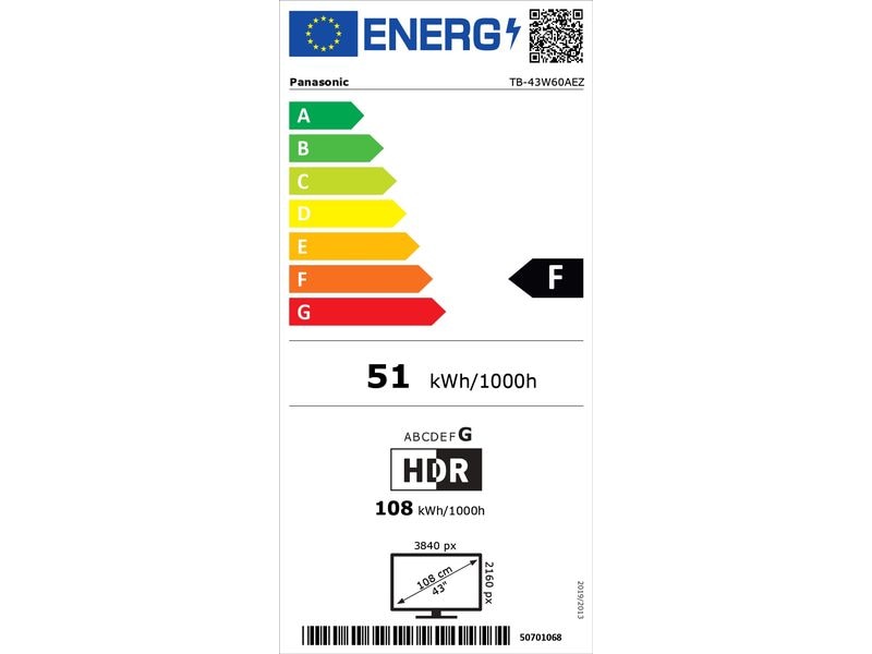 Panasonic TV TB-43W60AEZ 43", 3840 x 2160 (Ultra HD 4K), LCD