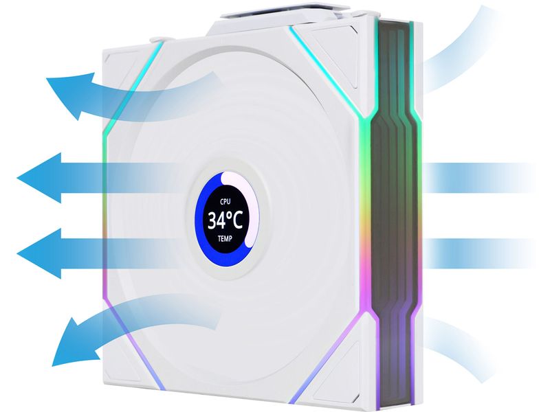 Lian Li PC-Lüfter Uni Fan TL LCD 3 er-Pack inkl. Controller, Weiss