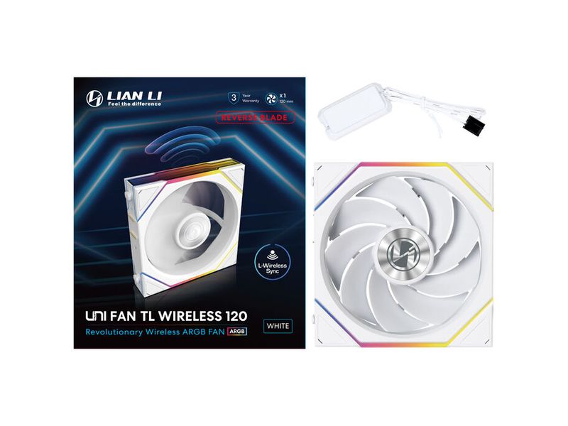 Lian Li PC-Lüfter UNI FAN TL Wireless ARGB PWM – Reverse Blade Weiss