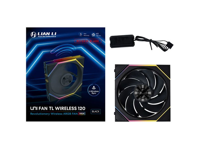 Lian Li PC-Lüfter UNI FAN TL Wireless ARGB PWM Reverse Blade Schwarz