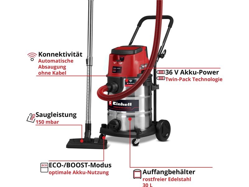 Einhell Akku-Nass-/Trockensauger TP-VC 36/30 S Auto Solo