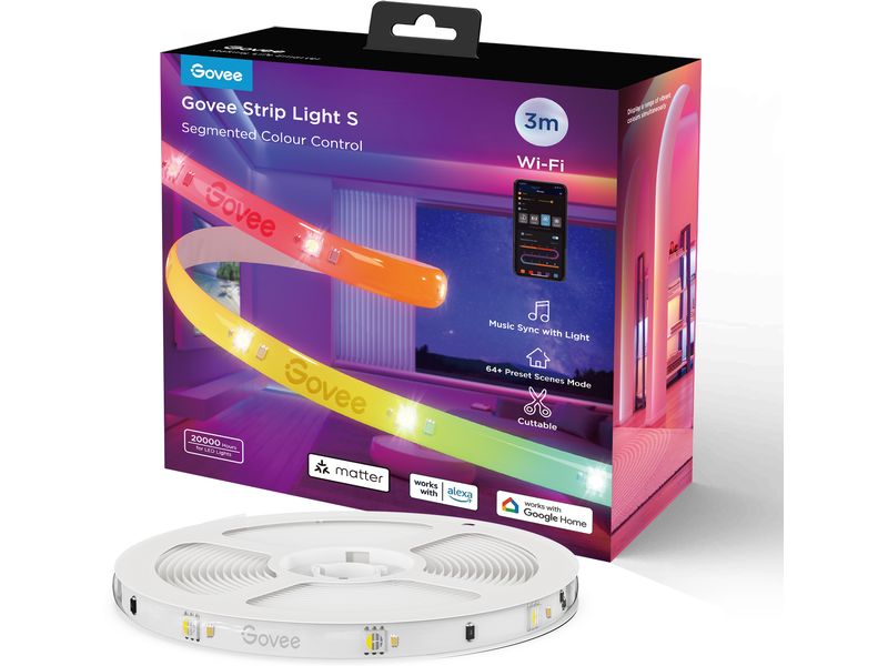 Govee LED-Leuchtstreifen, 3m, Matter, WiFi, BT, RGBIC