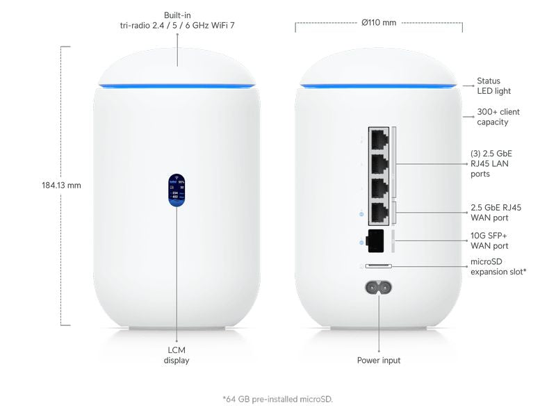 Ubiquiti Router UniFi Dream  UDR7 ink.64GB microSD