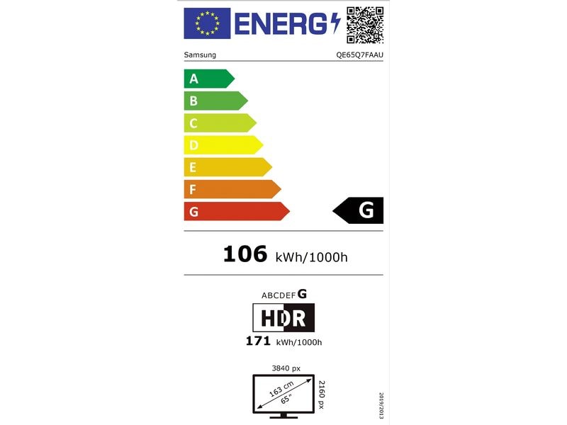 Samsung TV QE65Q7F 65'' Q7F QLED 4K AI TV, 2025