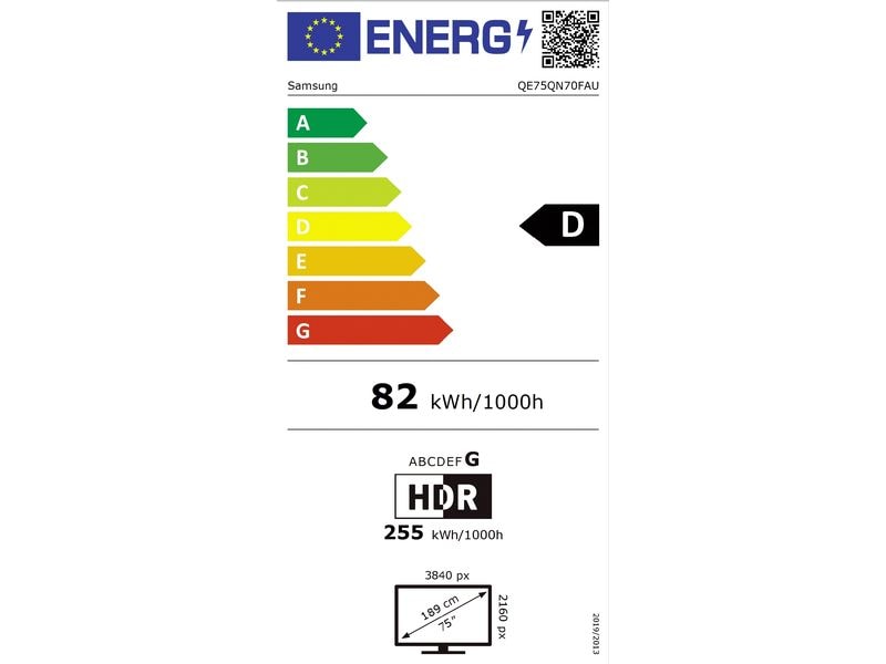 Samsung TV QE75QN70F 75'' QN70F Neo QLED 4K Mini LED AI TV, 2025
