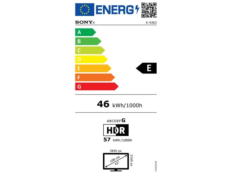 Sony TV Bravia 3 K-43S3 43", 3840 x 2160 (Ultra HD 4K), LED-LCD