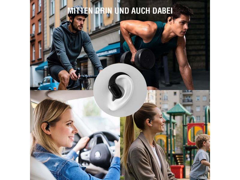 4smarts Open-Ear Bluetooth Kopfhörer SkyBuds AI Screen, Schwarz