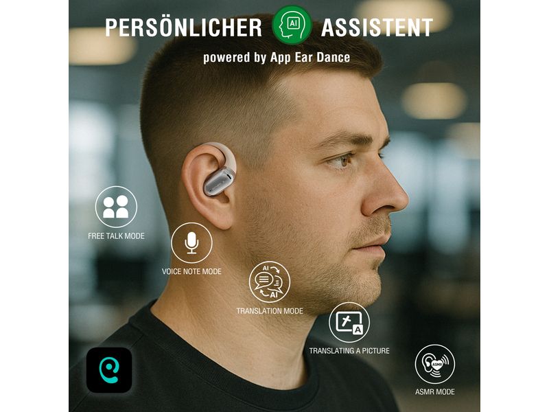 4smarts Open-Ear Bluetooth Kopfhörer SkyBuds AI Screen, Beige