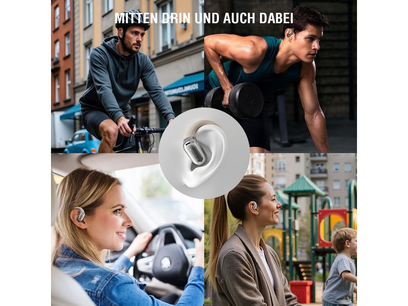 4smarts Open-Ear Bluetooth Kopfhörer SkyBuds AI Screen, Beige