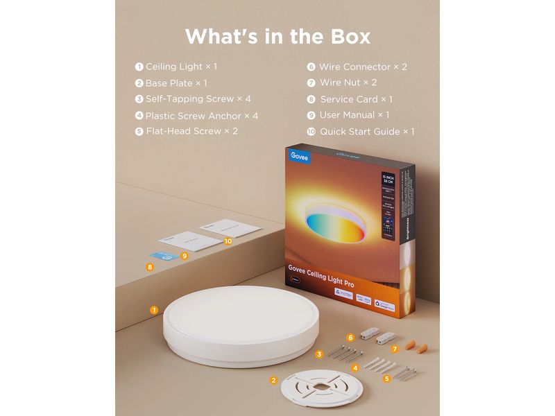 Govee Deckenleuchte 38 cm, 24 W, 3500 lm, RGBIC + WW