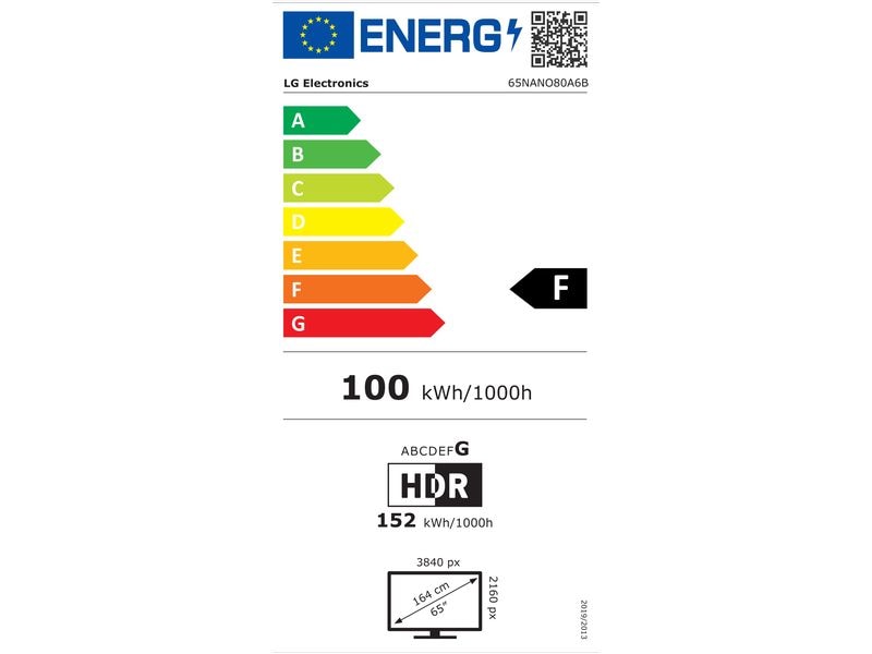 LG TV 65NANO80A6B 65", 3840 x 2160 (Ultra HD 4K), LED-LCD