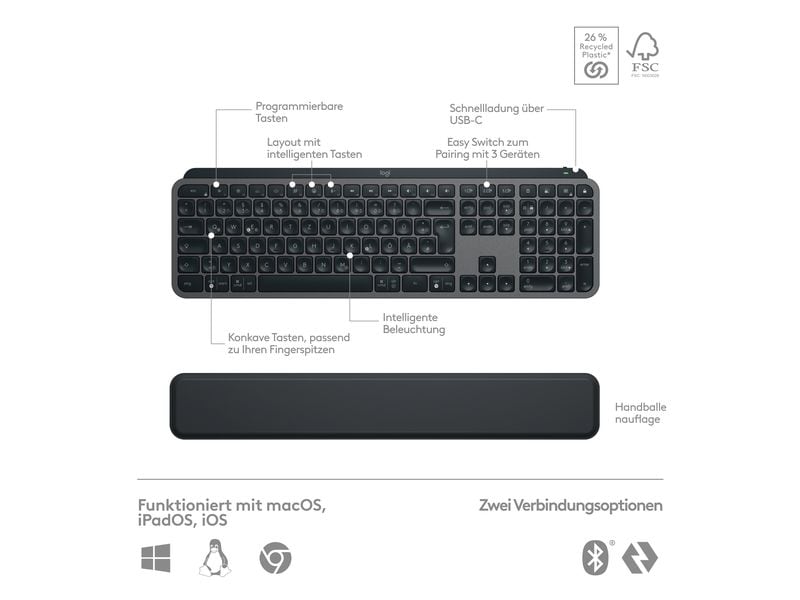 Logitech Tastatur-Maus-Set MX Keys S Combo QWERTZ (DE)