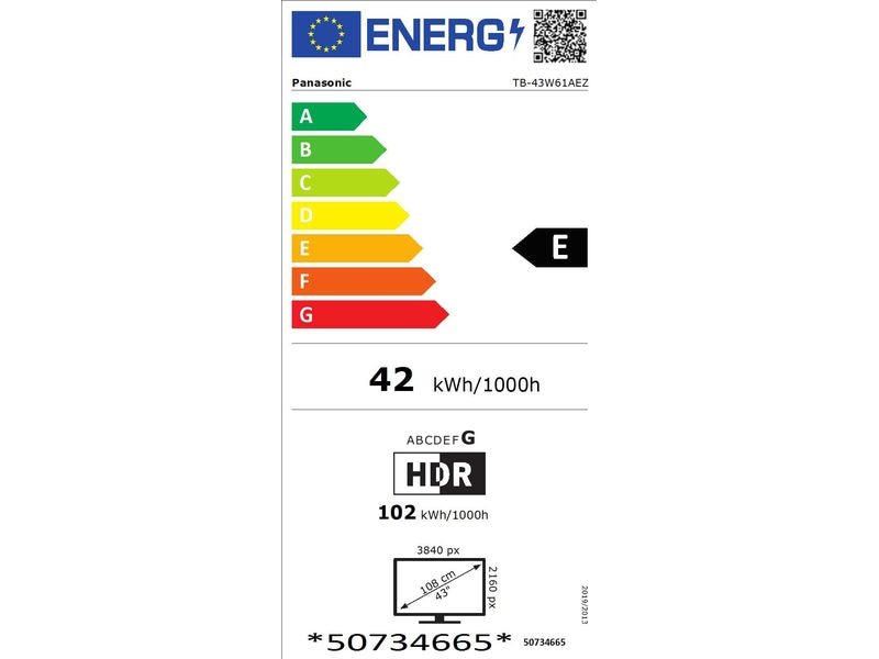Panasonic TV TB-43W61AEZ 43", 3840 x 2160 (Ultra HD 4K), LED-LCD