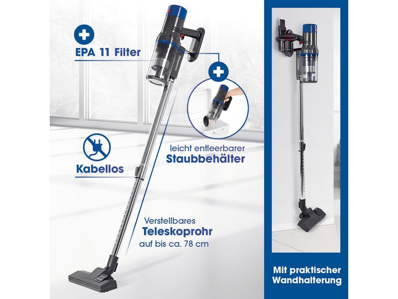 CLEANmaxx Akku-Hand- und Stielsauger Grau / Blau