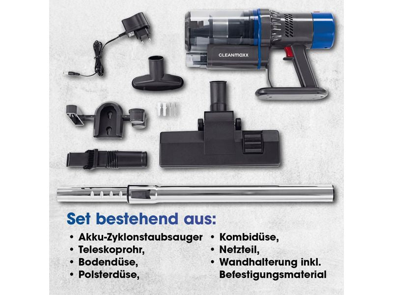 CLEANmaxx Akku-Hand- und Stielsauger Grau / Blau