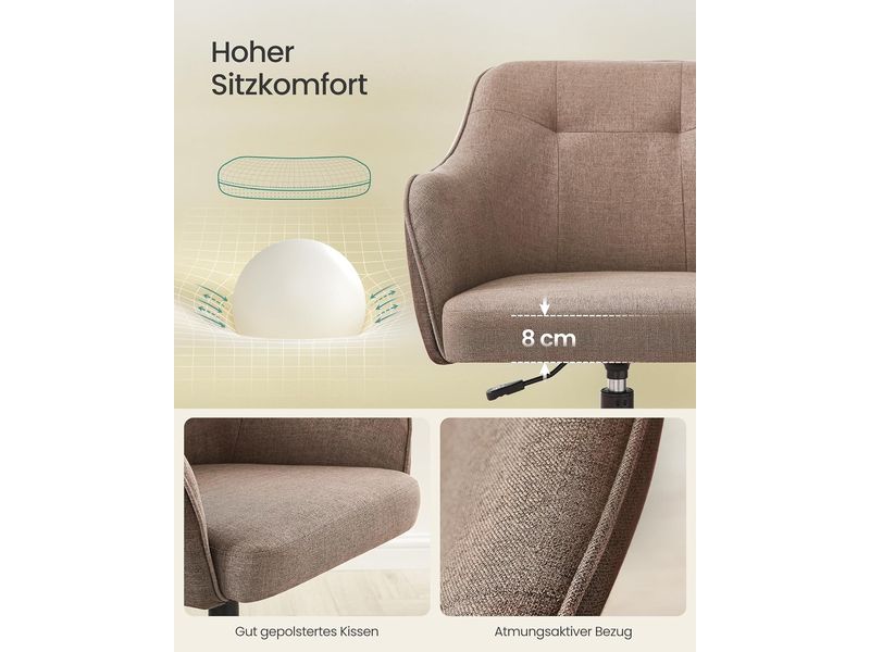 Songmics Bürostuhl mit Fusskreuz, Braun