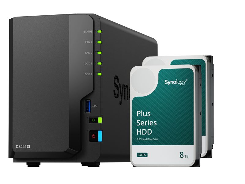 Synology NAS DiskStation DS225+ 2-bay HDD 16 TB