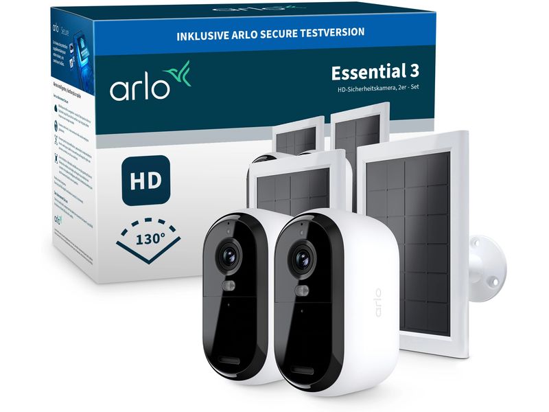 Arlo Essential 3 HD, 2er Set mit Solarpanel