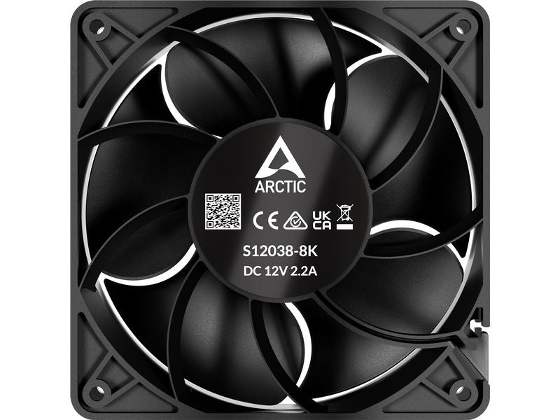 Arctic Cooling PC-Lüfter S12038-8K, 120 mm, 8000 RPM, Schwarz, 1 Stück