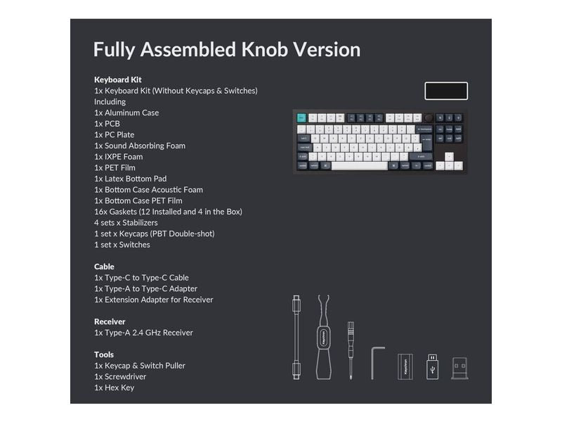 Keychron Gaming-Tastatur Q3 Max Black QMK Brown Switch
