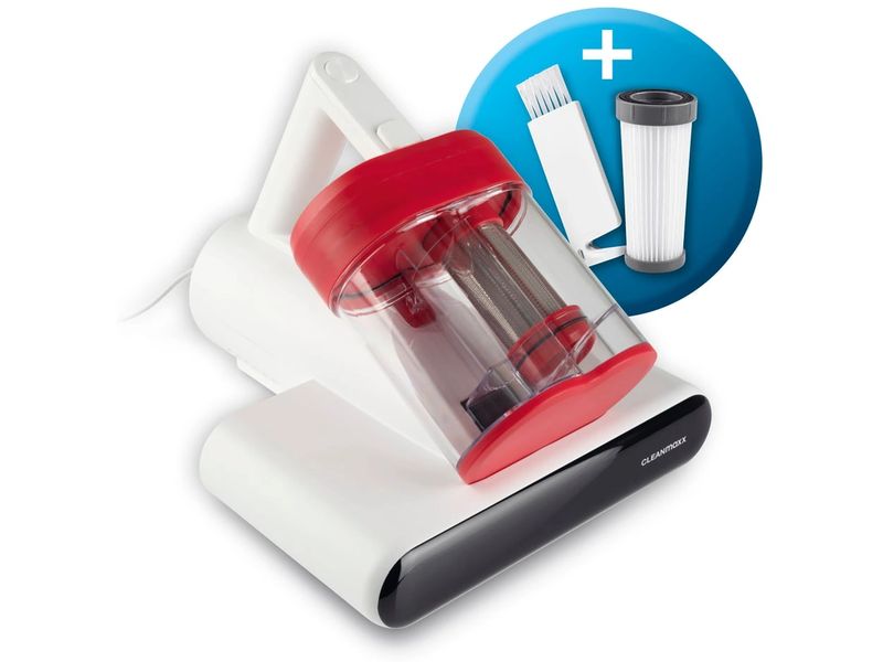 CLEANmaxx Milben-Handstaubsauger 400W, Weiss/Rot + CH-Stecker