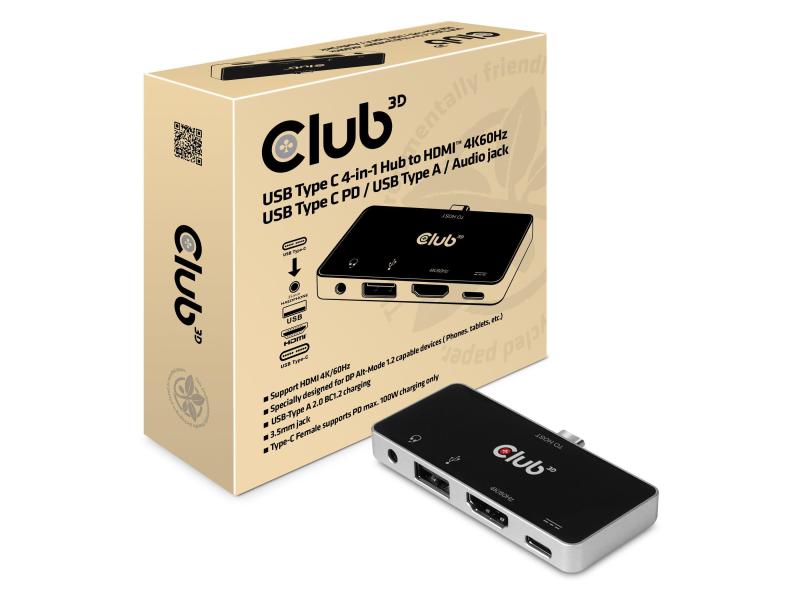 Club 3D Station d'accueil CSV-1591 4-in-1 USB 3.1 Typ C 4K60 Hz