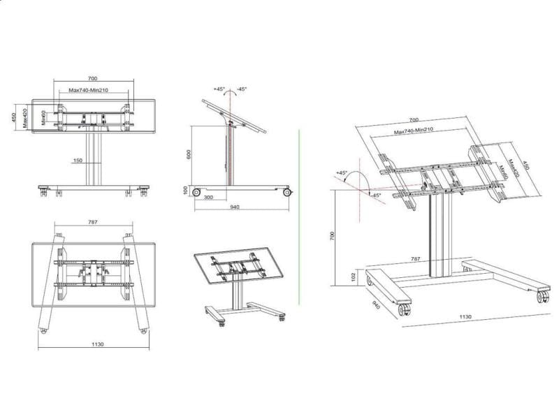 Multibrackets Trolley TV Stand 80 HD Argenté