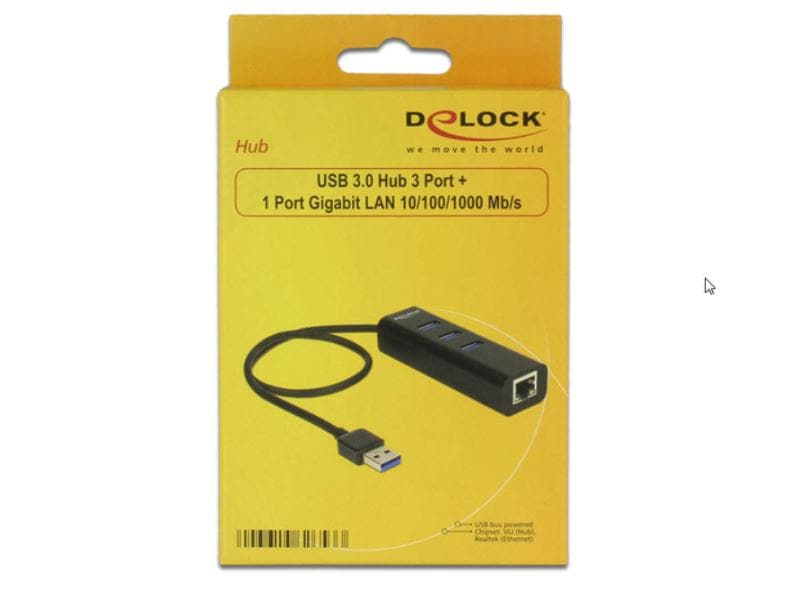 Delock Station d'accueil 62653 USB 3.0 - 3x Typ-A + 1x RJ45 GigaLan