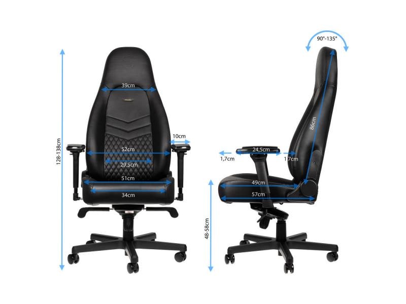 noblechairs Gaming-Stuhl ICON Echtleder Schwarz