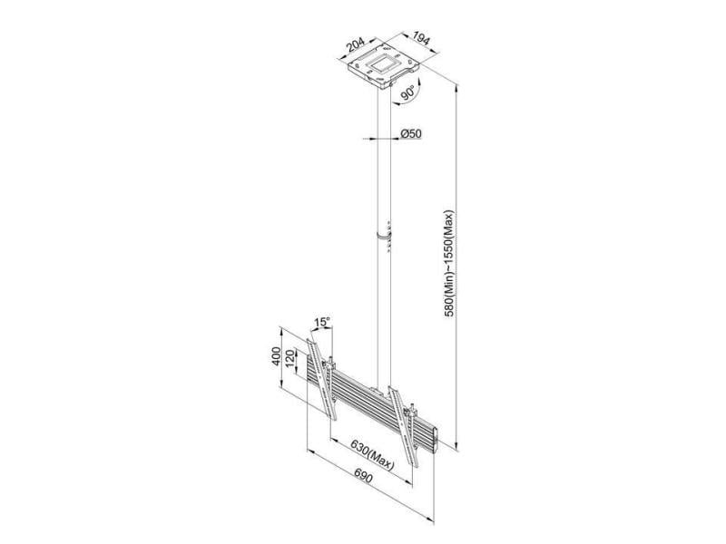 Multibrackets Fixation de plafond MBC1U Professional Montage au plafond professionnel