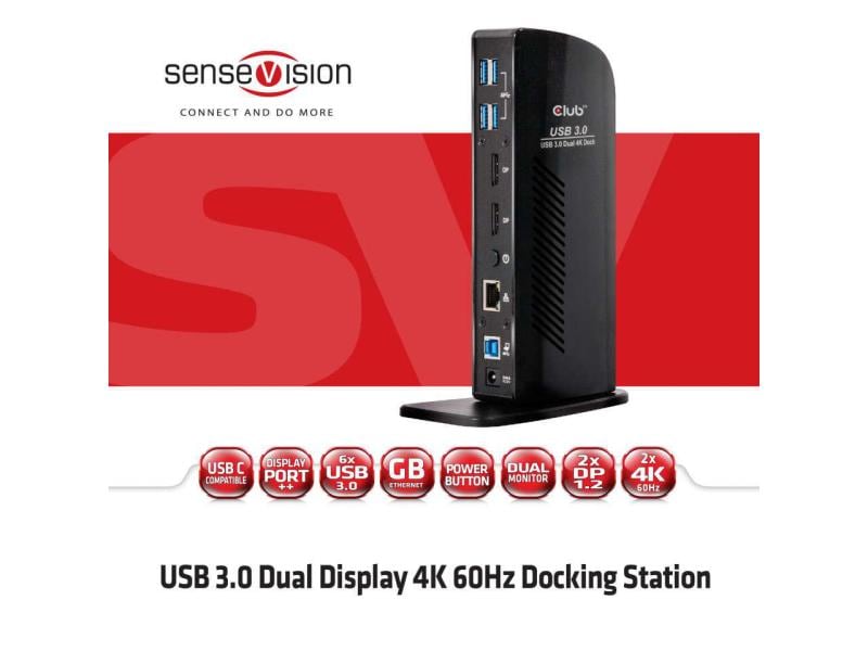 Club 3D Station d'accueil CSV-1460 USB 3.0 Dual Display 4K60 Hz