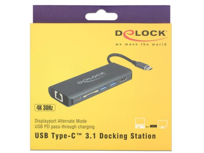 Delock Station d'accueil USB3.1 Typ-C – HDMI/LAN/SD/USB-A/USB-C PD